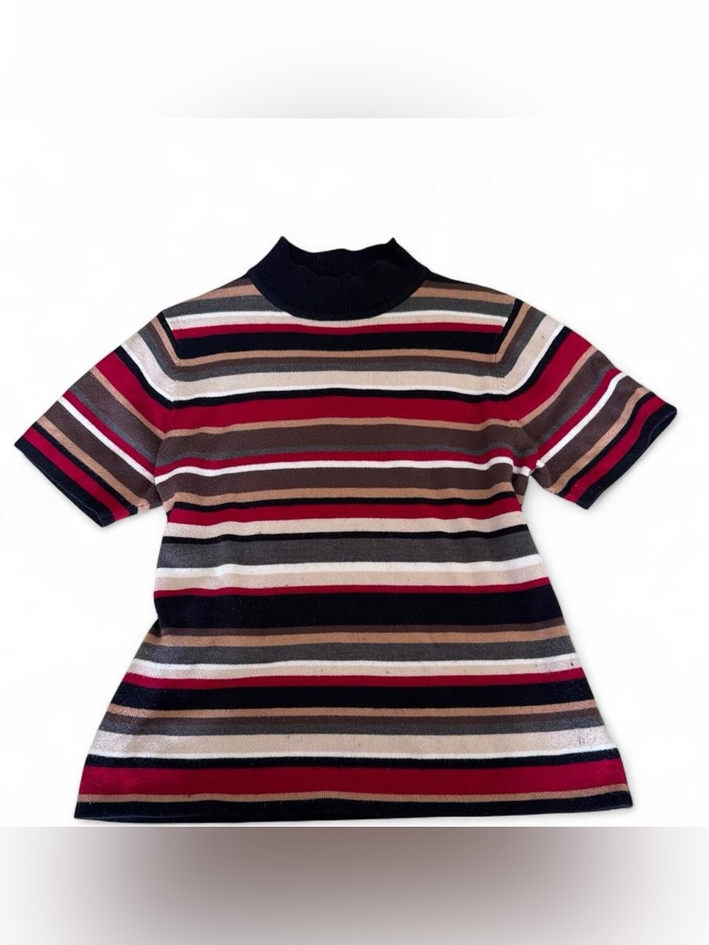 Vintage Sag Harbor Mock Neck short sleeve sweater